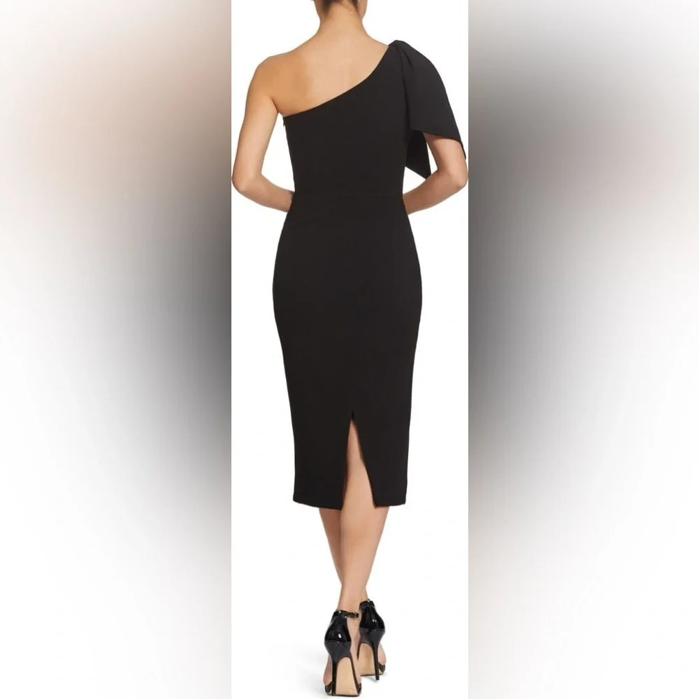 Dress The Population Tiffany One-Shoulder Midi Dress in Black Size Medium NWT - Picture 6 of 16